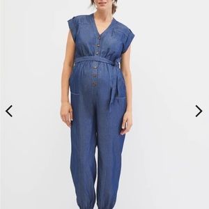 Maternity jean jumpsuit